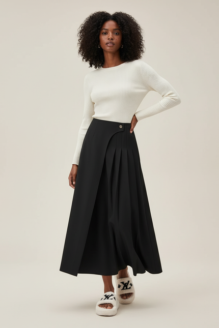 Jupe Portefeuille Longue Noire