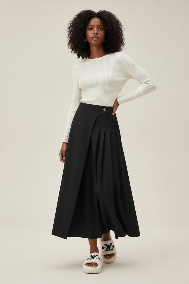 Jupe Portefeuille Longue Noire