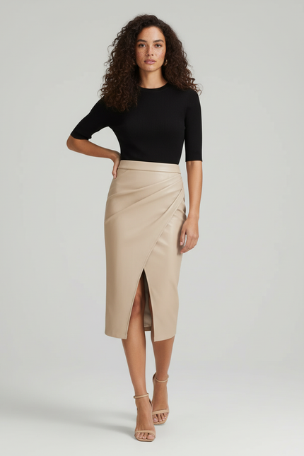 Jupe Portefeuille Simili Cuir