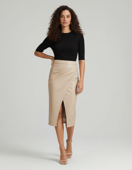 Jupe Portefeuille Simili Cuir