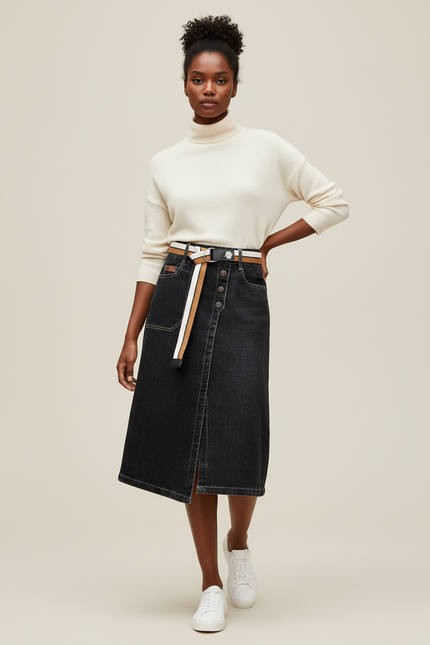 Jupe Portefeuille Noire Femme