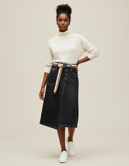 Jupe Portefeuille Noire Femme