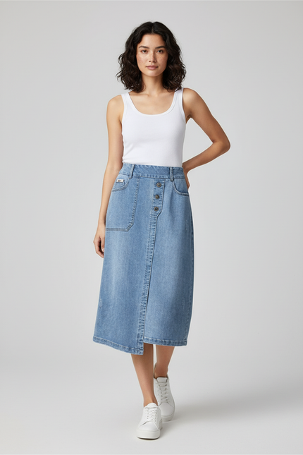 Jupe Portefeuille Longue Droite