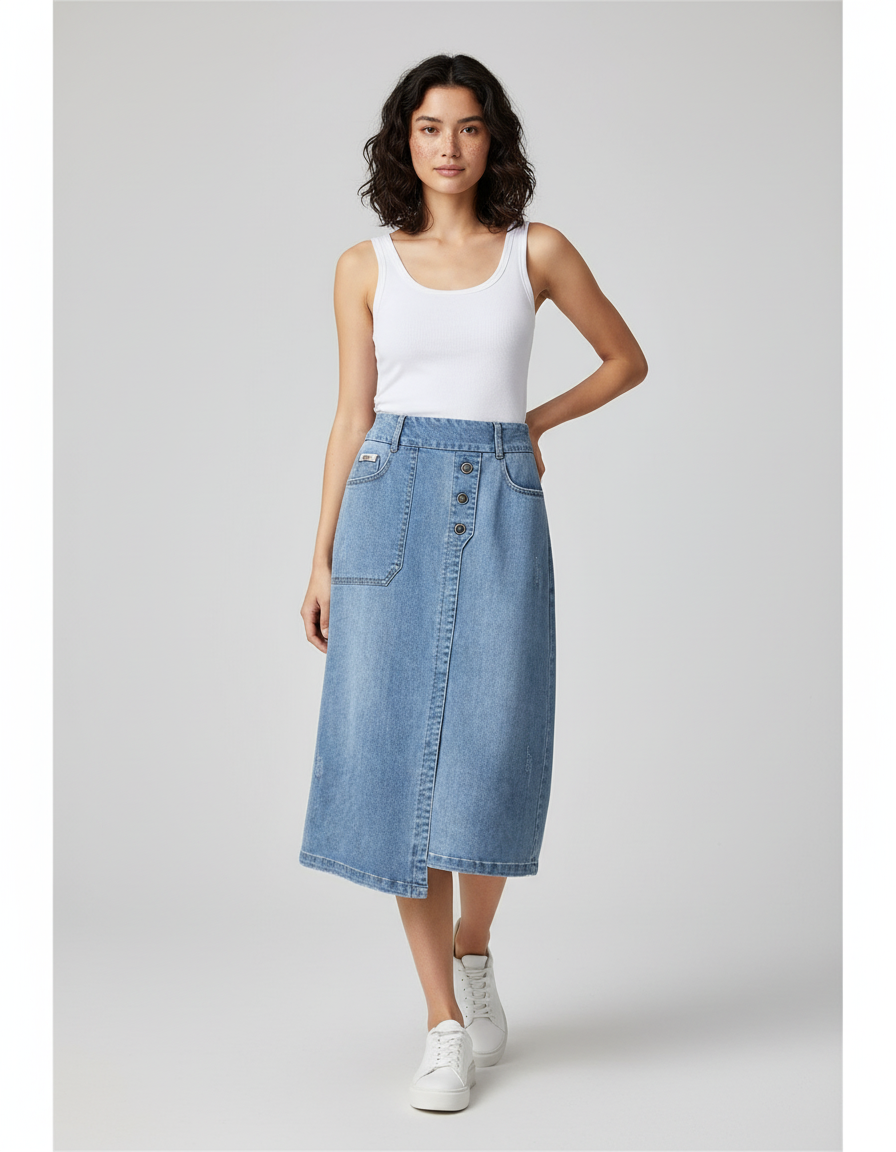 Jupe Portefeuille Longue Droite