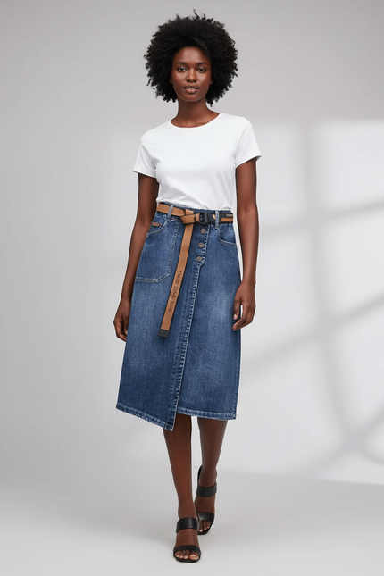 Jupe Portefeuille Bleue