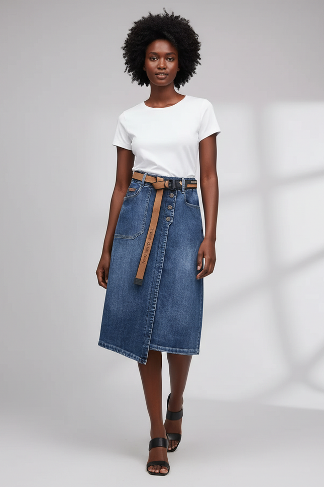 Jupe Portefeuille Bleue