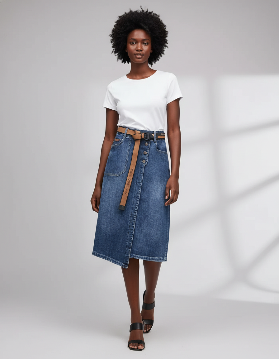 Jupe Portefeuille Bleue