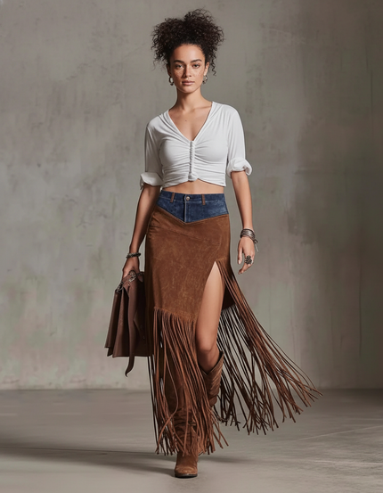 Jupe Portefeuille Daim