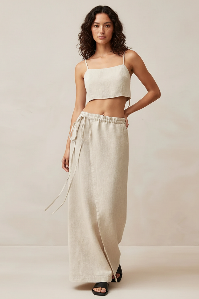 Jupe Portefeuille Longue En Lin