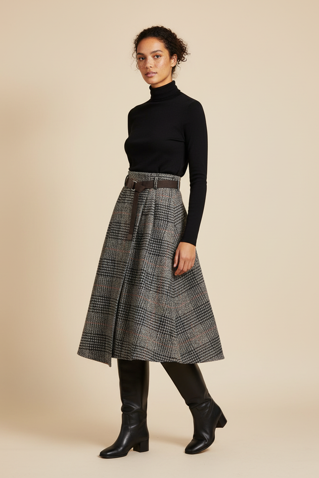 Jupe Portefeuille Carreaux