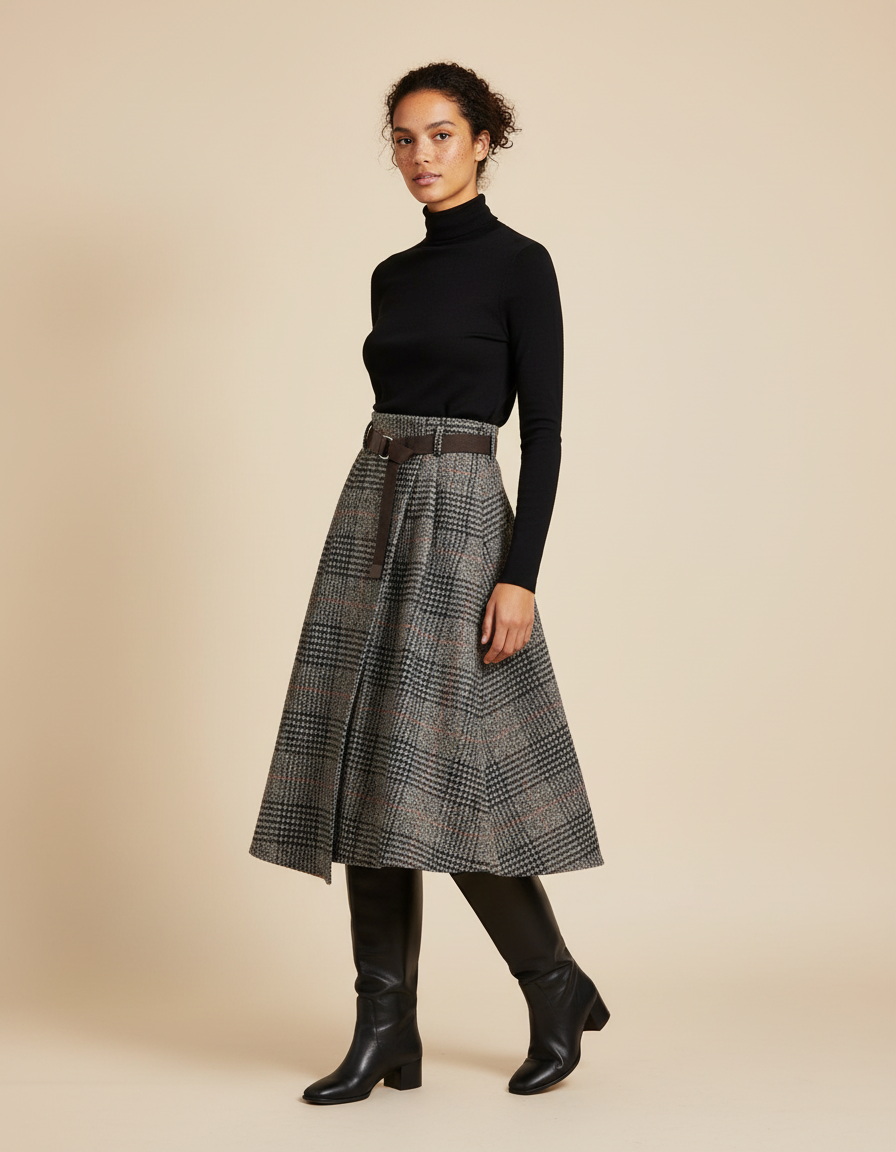 Jupe Portefeuille Carreaux