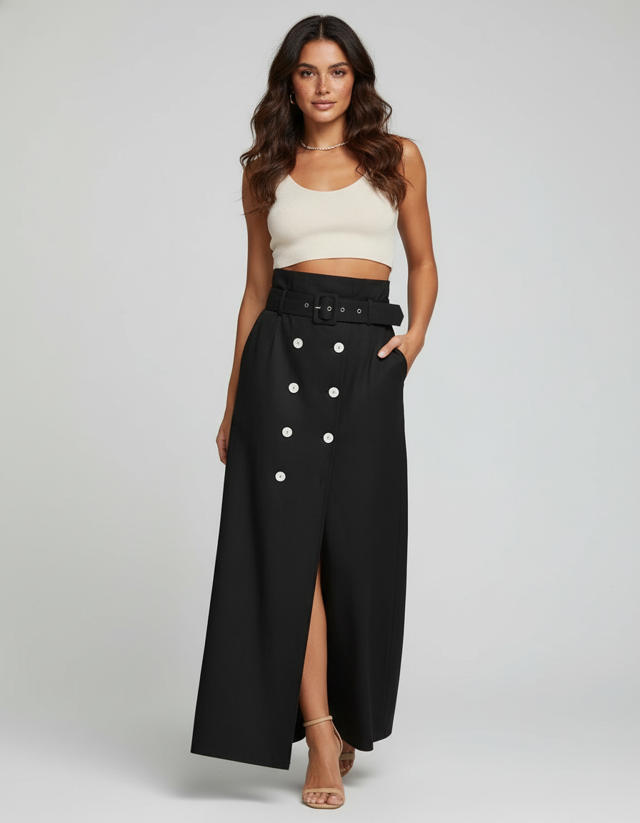 Jupe Longue Portefeuille Noire