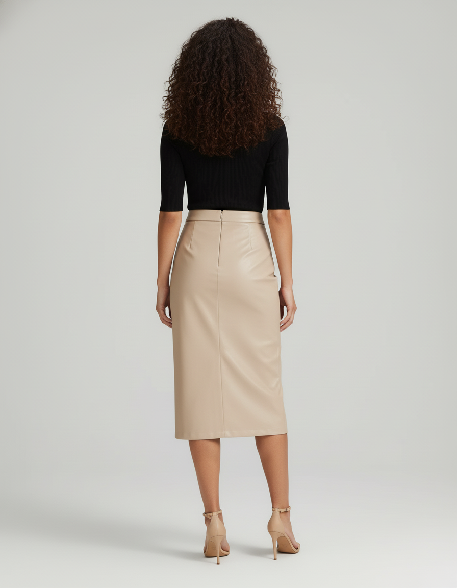 Jupe Portefeuille Simili Cuir