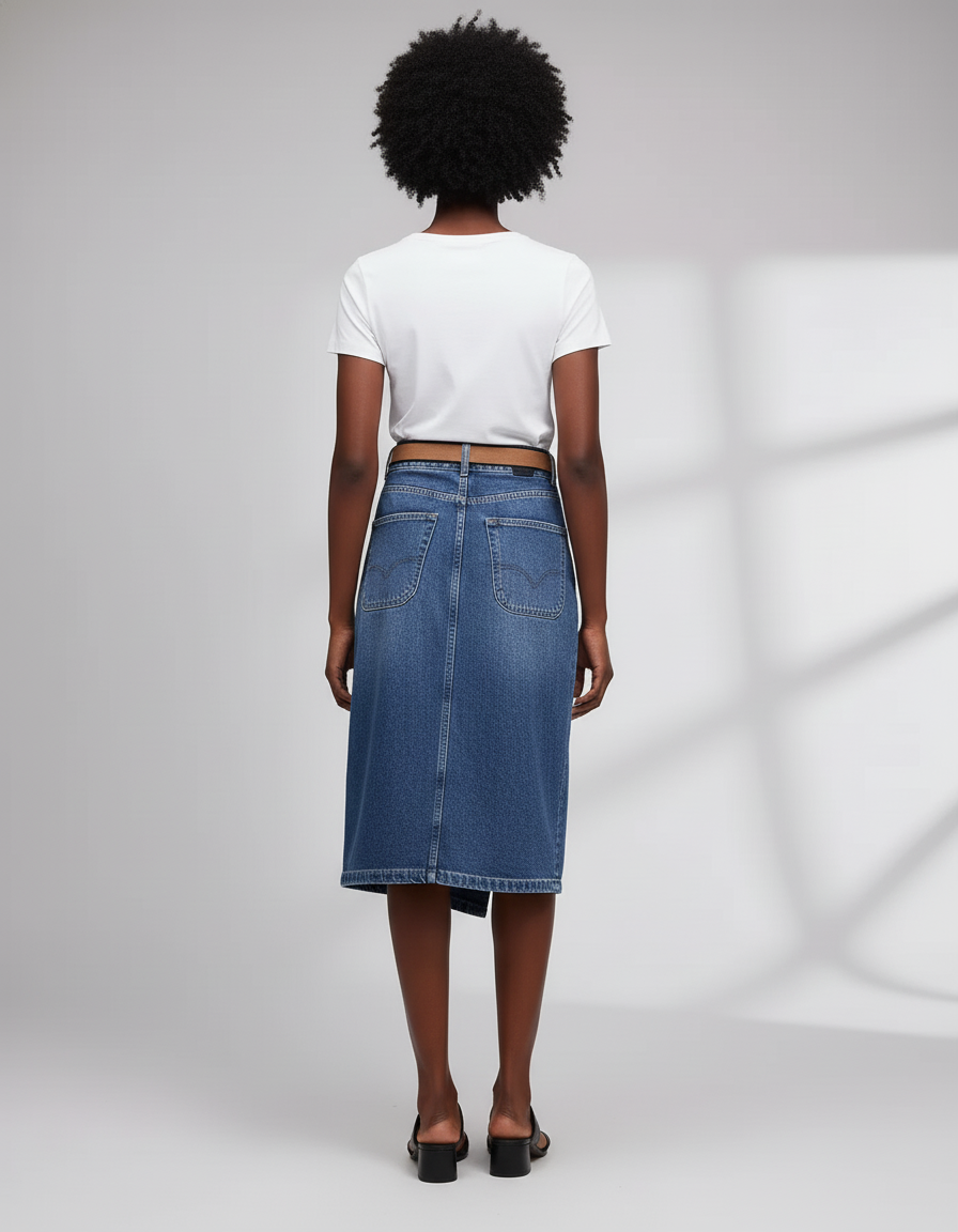 Jupe Portefeuille Bleue