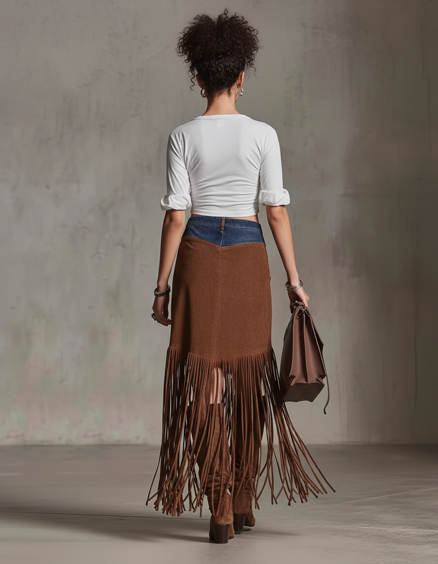 Jupe Portefeuille Daim