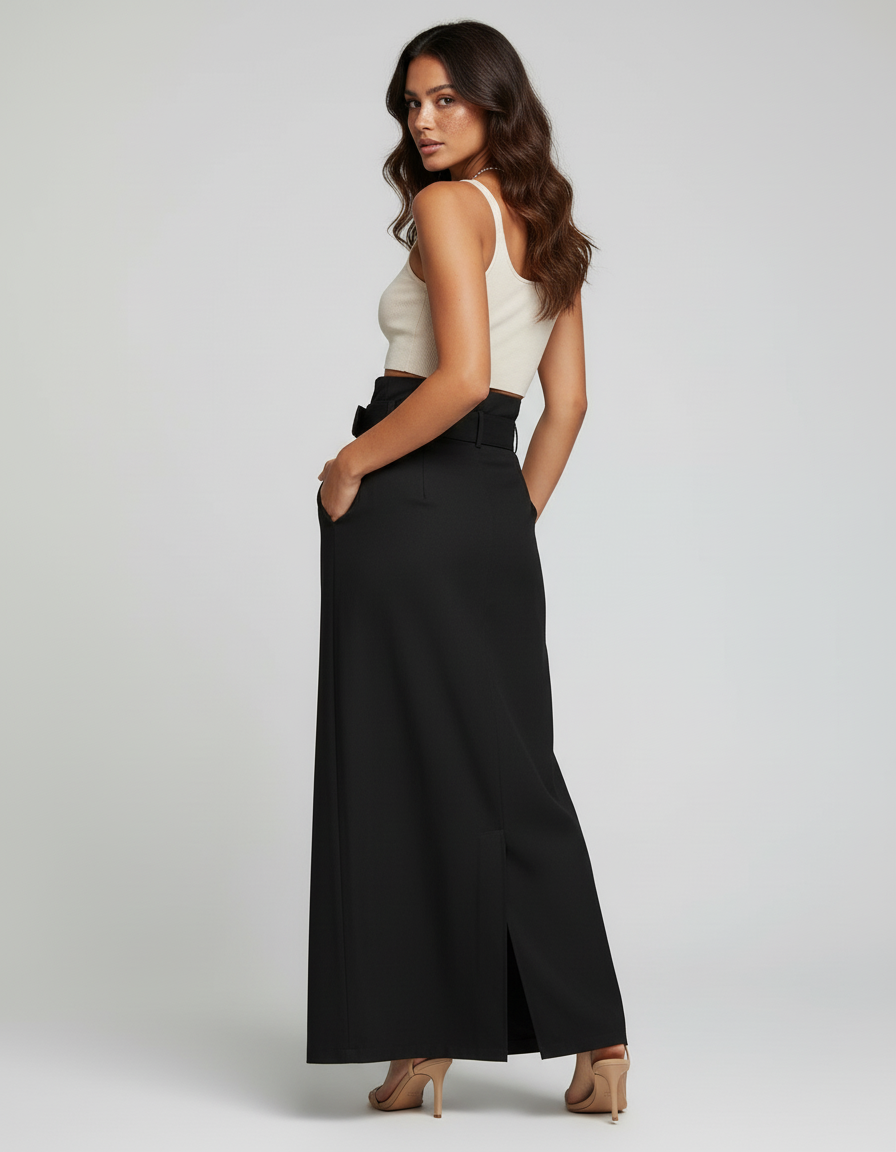 Jupe Longue Portefeuille Noire