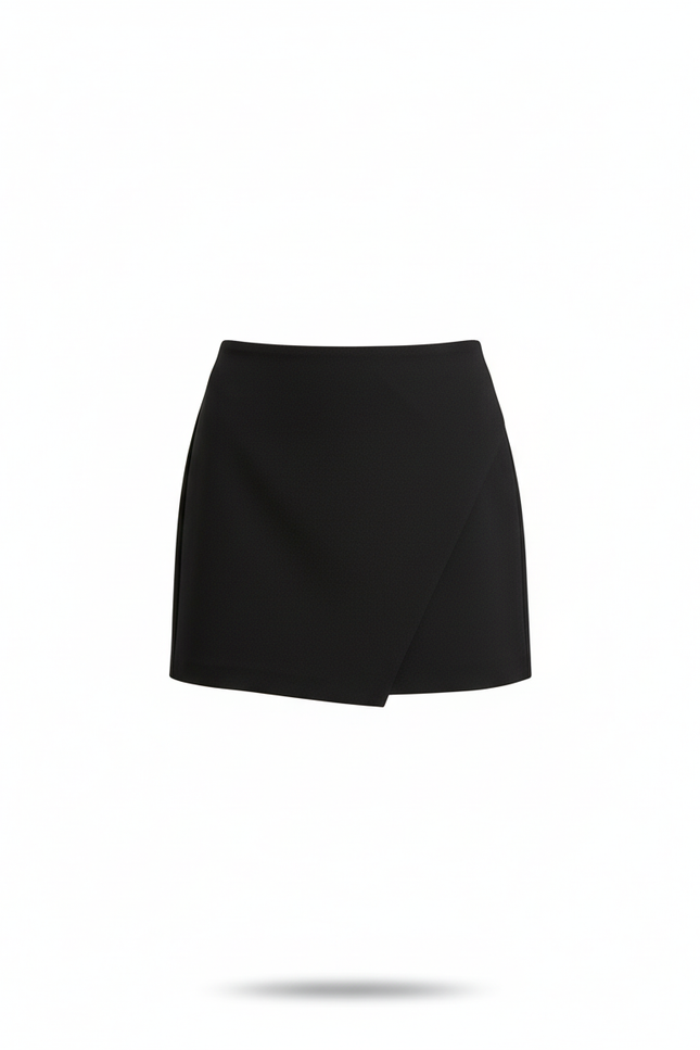 Jupe Portefeuille Noire Asymétrique Chic