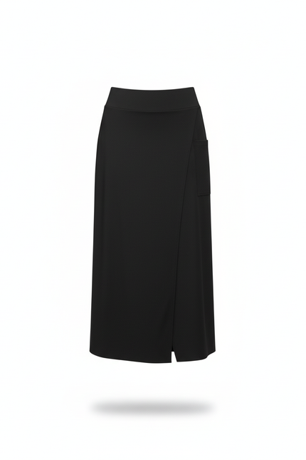 Jupe Portefeuille Noire Fendue Chic