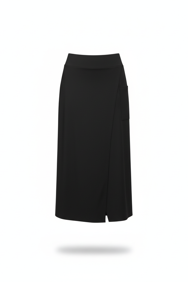 Jupe Portefeuille Noire Fendue Chic